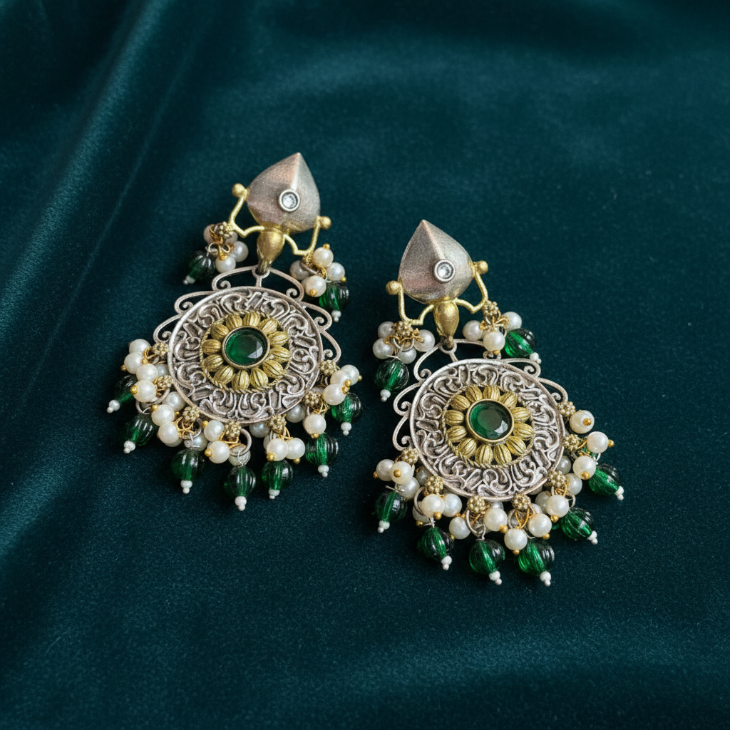 Ratnavali Dual Tone Brass Earrings Skp