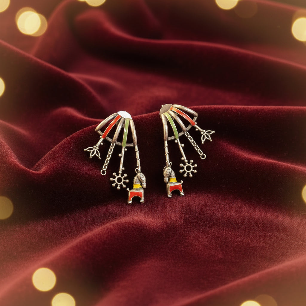 Handpainted Brass Earrings