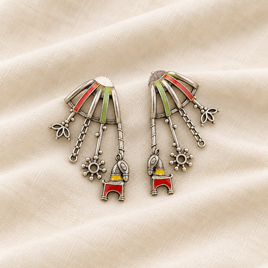 Handpainted Brass Earrings