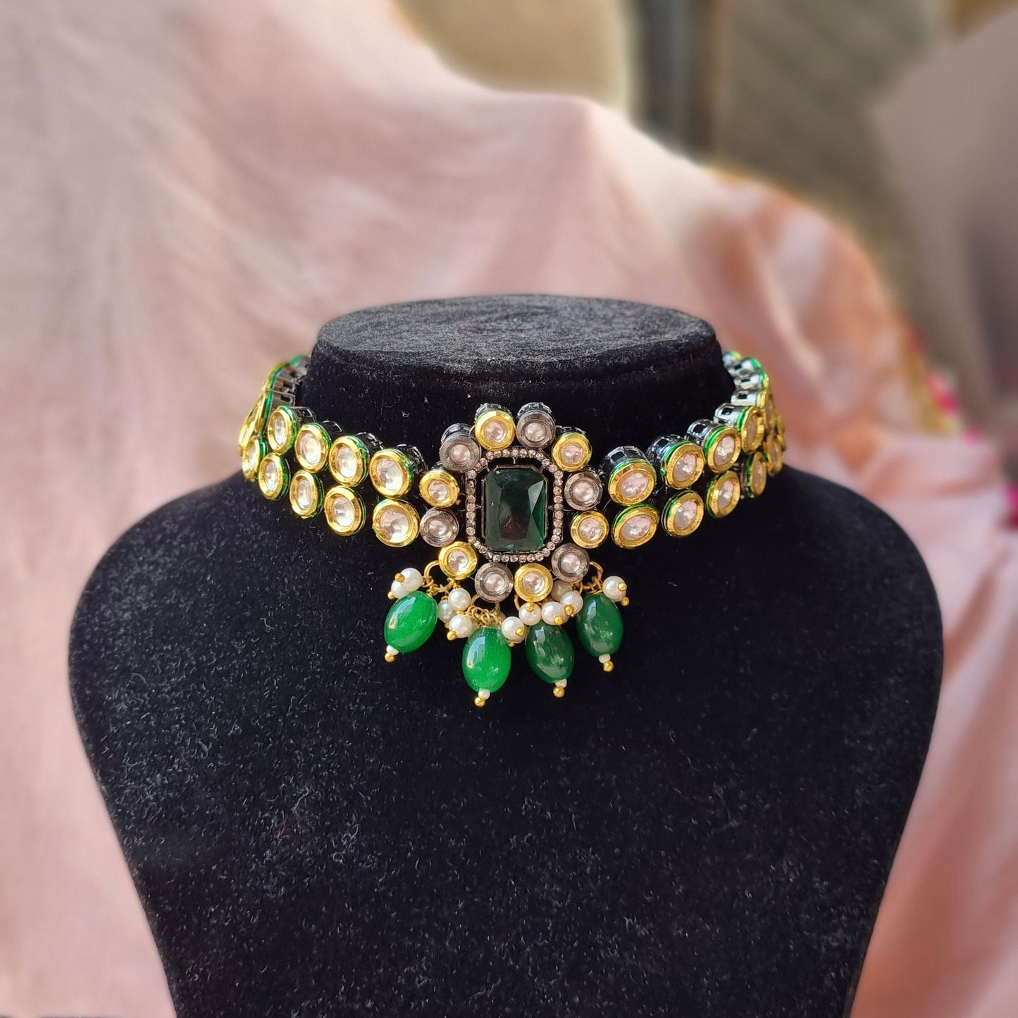 Green Kundan Choker Set