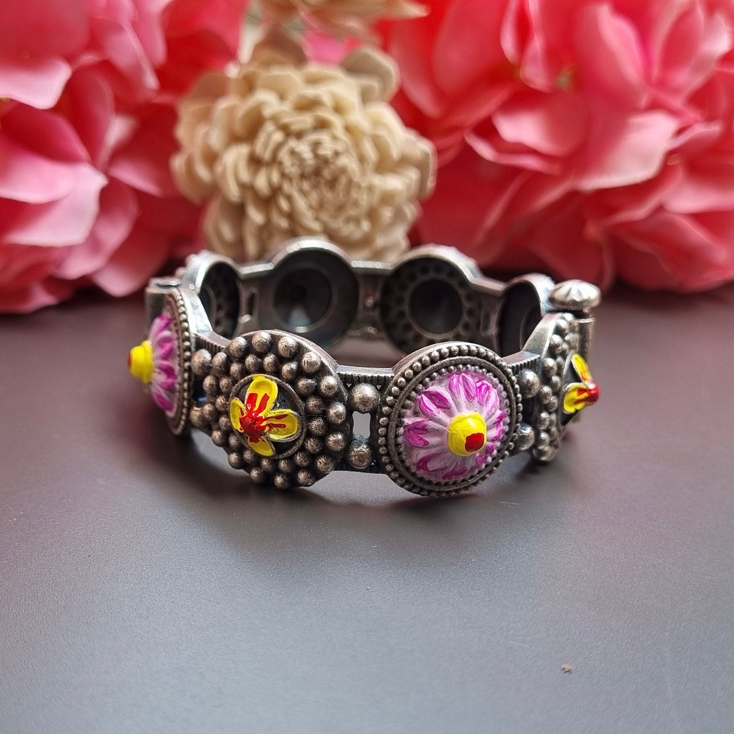 Pink Painted Brass Kada