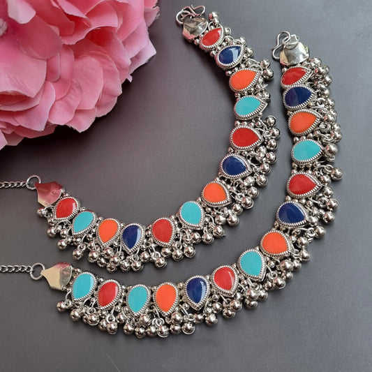 Multi Color Anklets- Oxidised