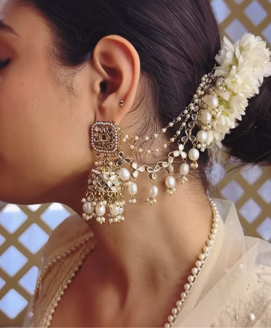 Mirror Extension Jhumka with mirror Mangtika