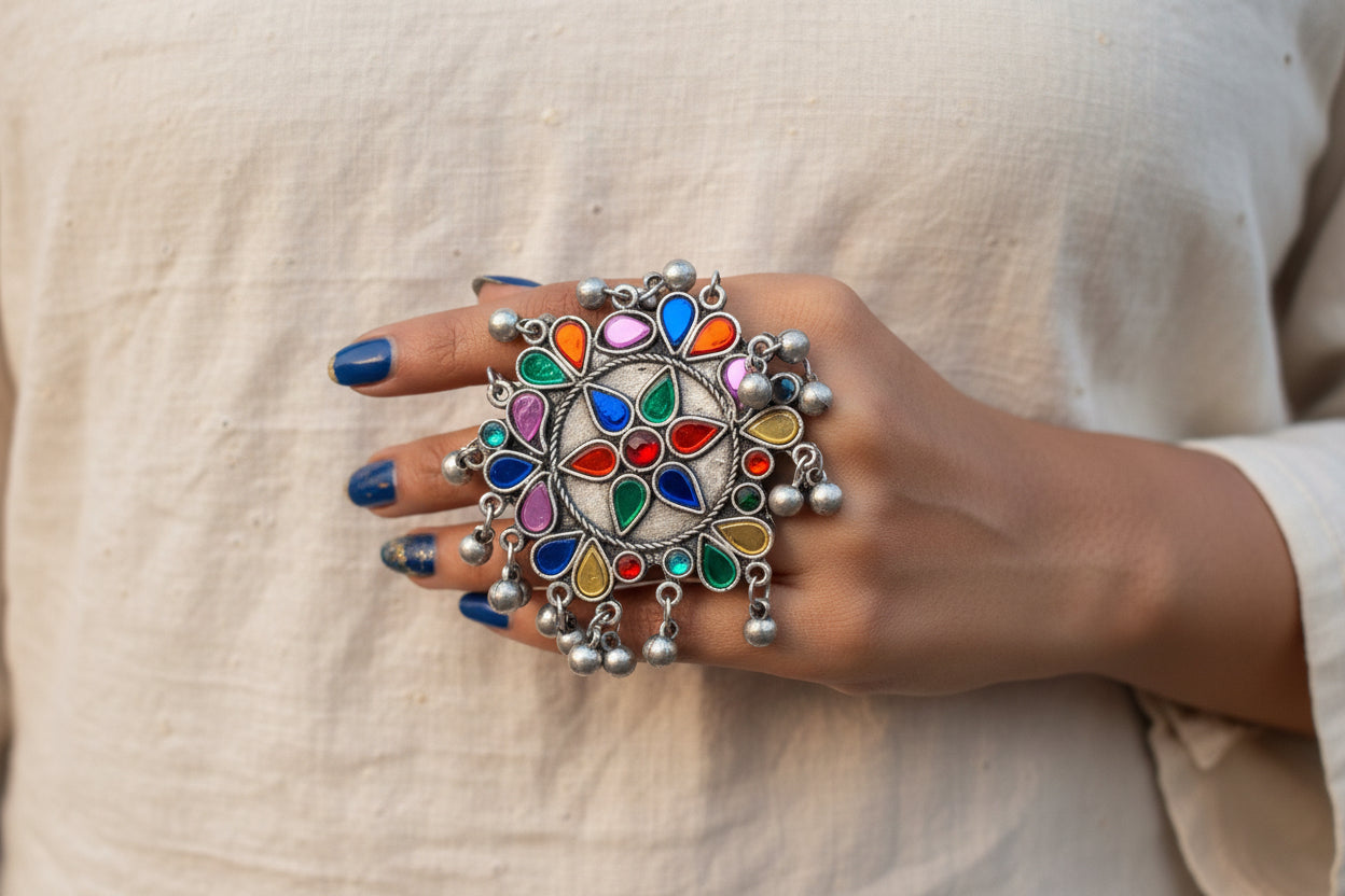 Glass Afghani Ring