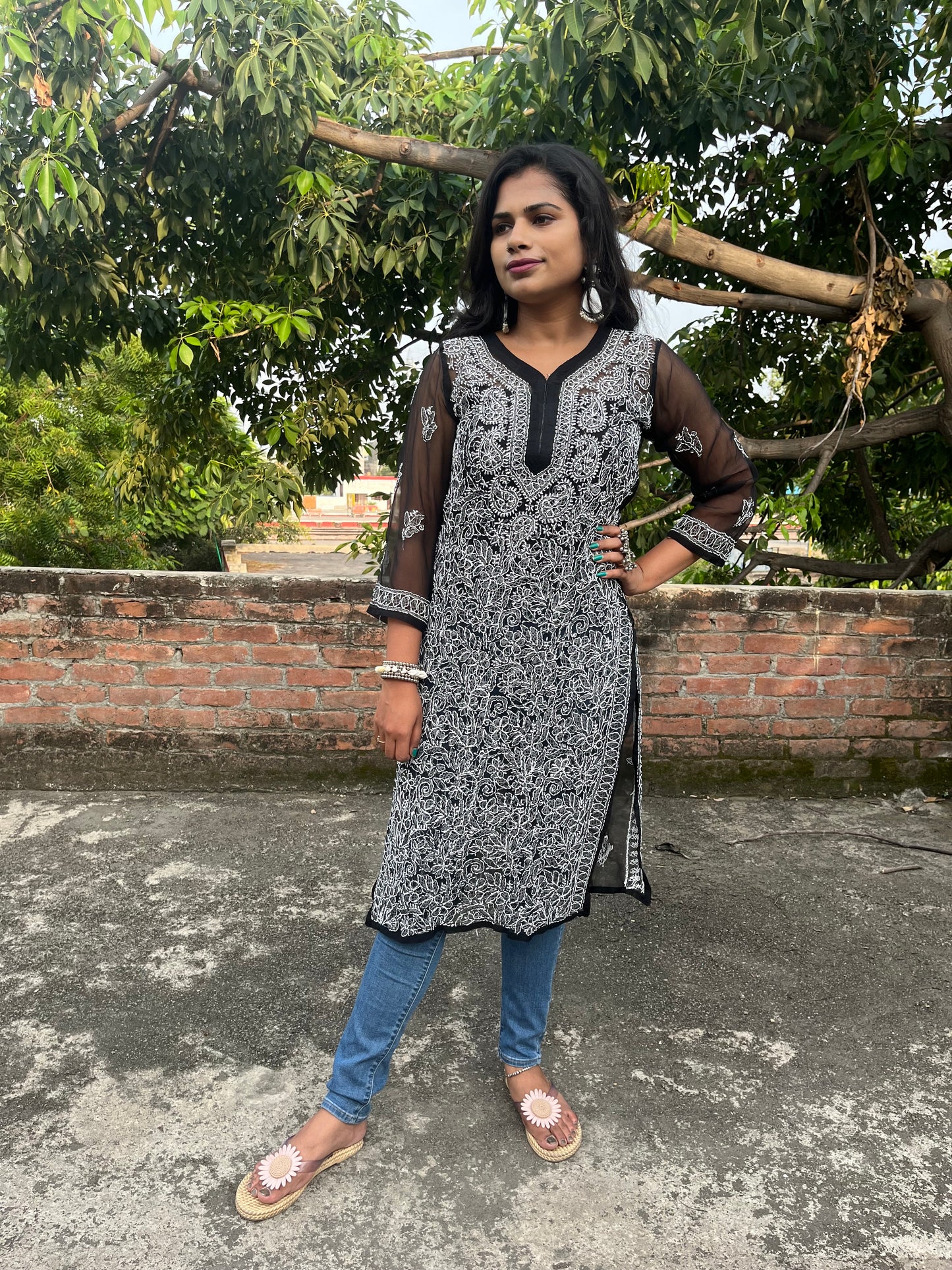 Black Chikankari kurti