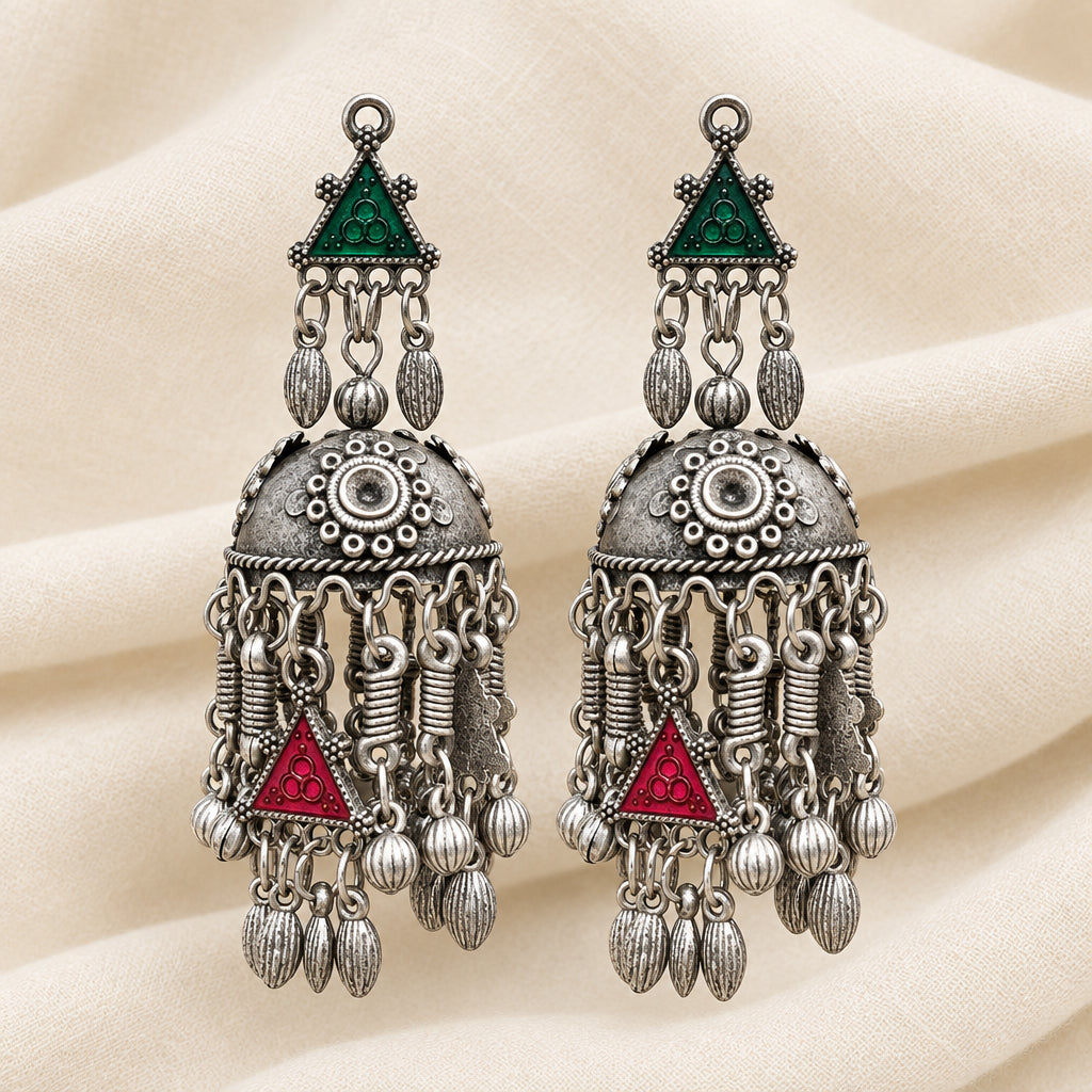 Trikon Oxidised Jhumki