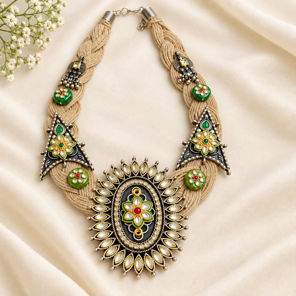 Beige Jute Necklace