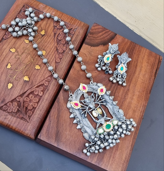 Fusion Durga Oxidised Necklace set