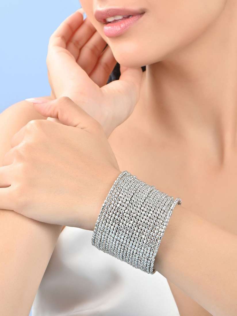 Shimar ToniQ sliver / golden beaded spiral cuff Bracelet