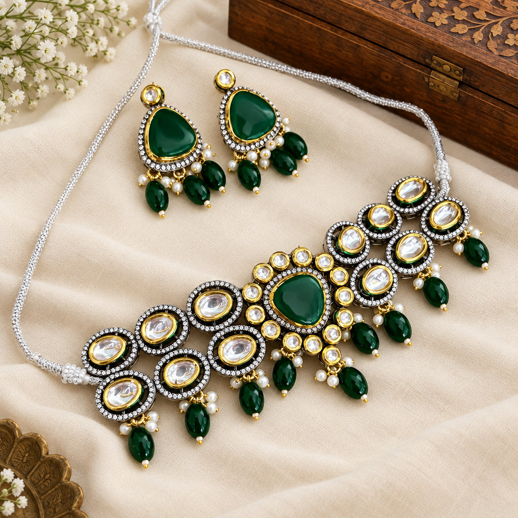 Green Kundan Choker set