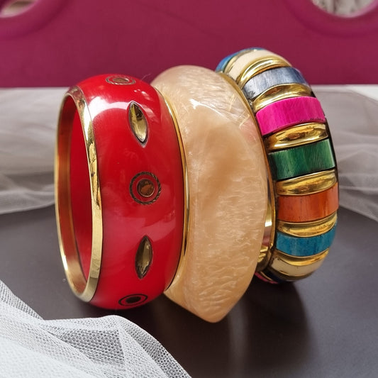 Set of 3- Wooden Bangles stack