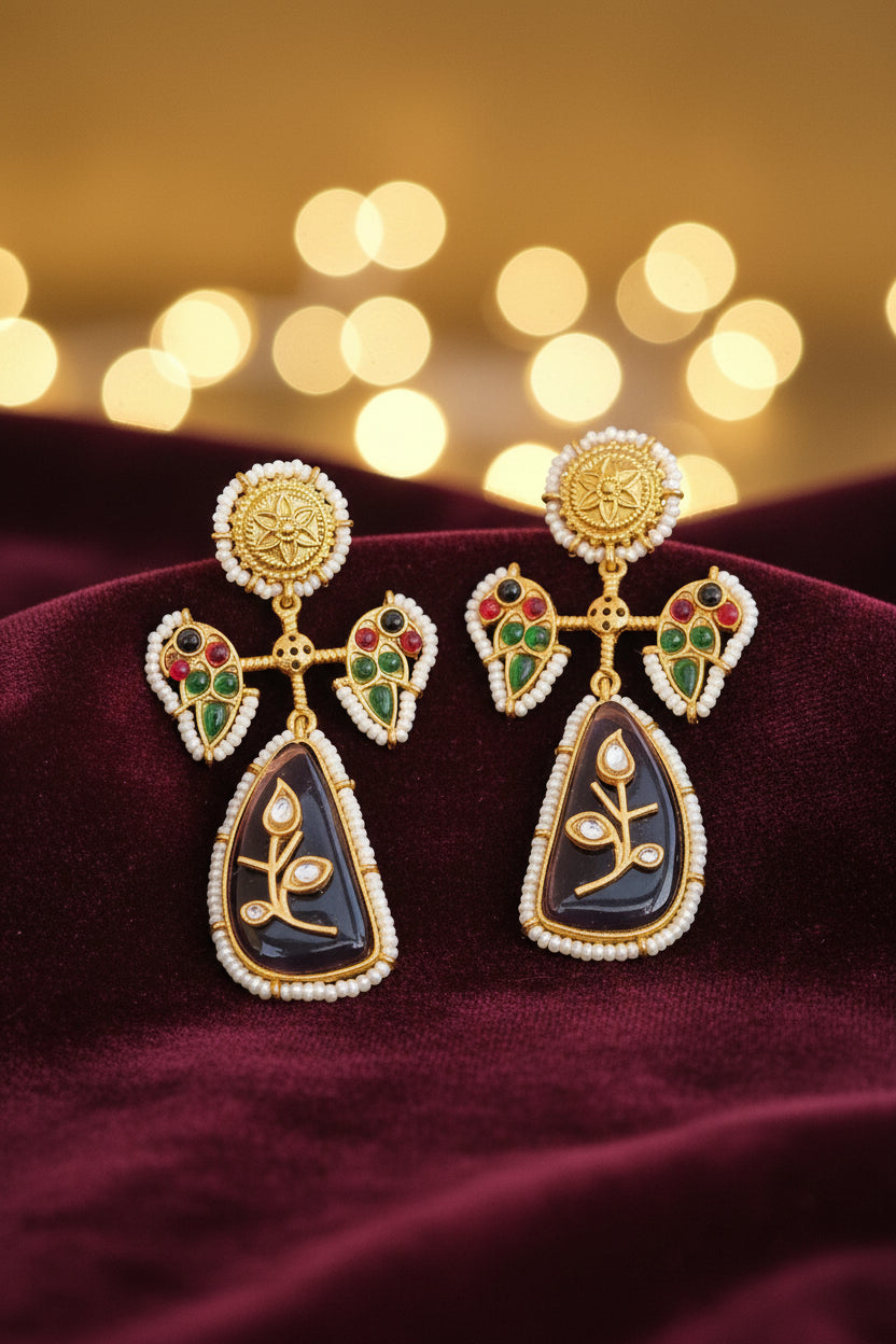 Golden Kashmiri Earrings