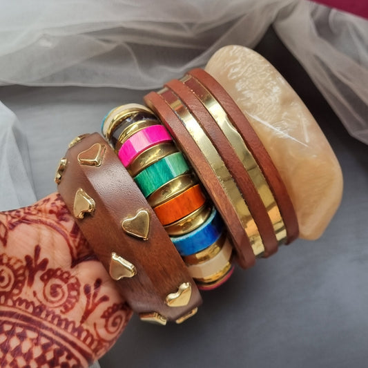 Set of 4- Wooden Bangles stack