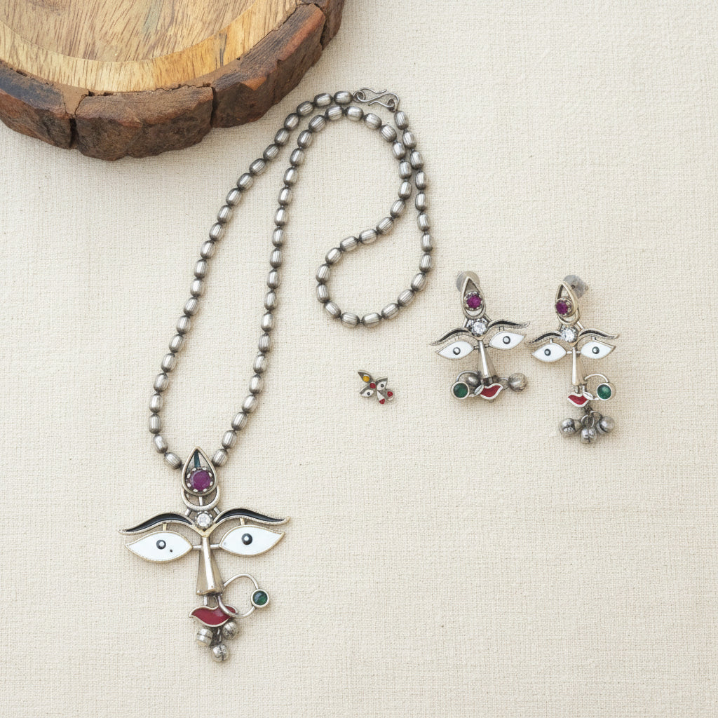 Durga Pendant Set with Nosepin