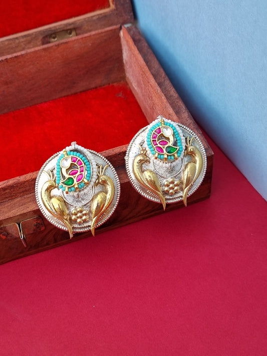 Pachi Kundan Dual tone stud Earrings
