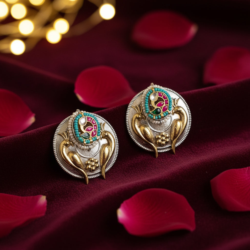 Pachi Kundan Dual tone Earrings