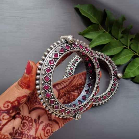 Ruby stone Brass Kada- single