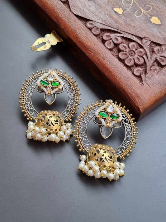 Dual tone Pachi Kundan Earrings