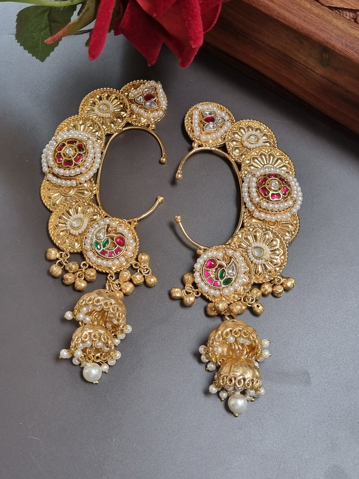 Golden Pachi Kundan Kaanphool/ Earcuffs