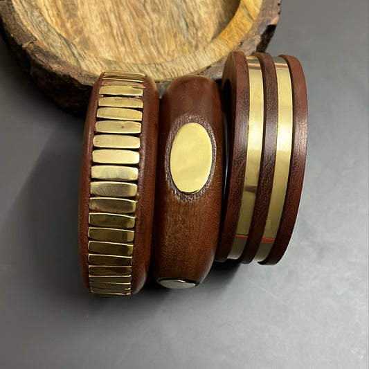 Set of 3- Wooden Bangles stack
