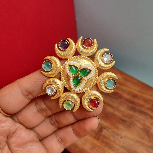 Statement multi color golden Ring