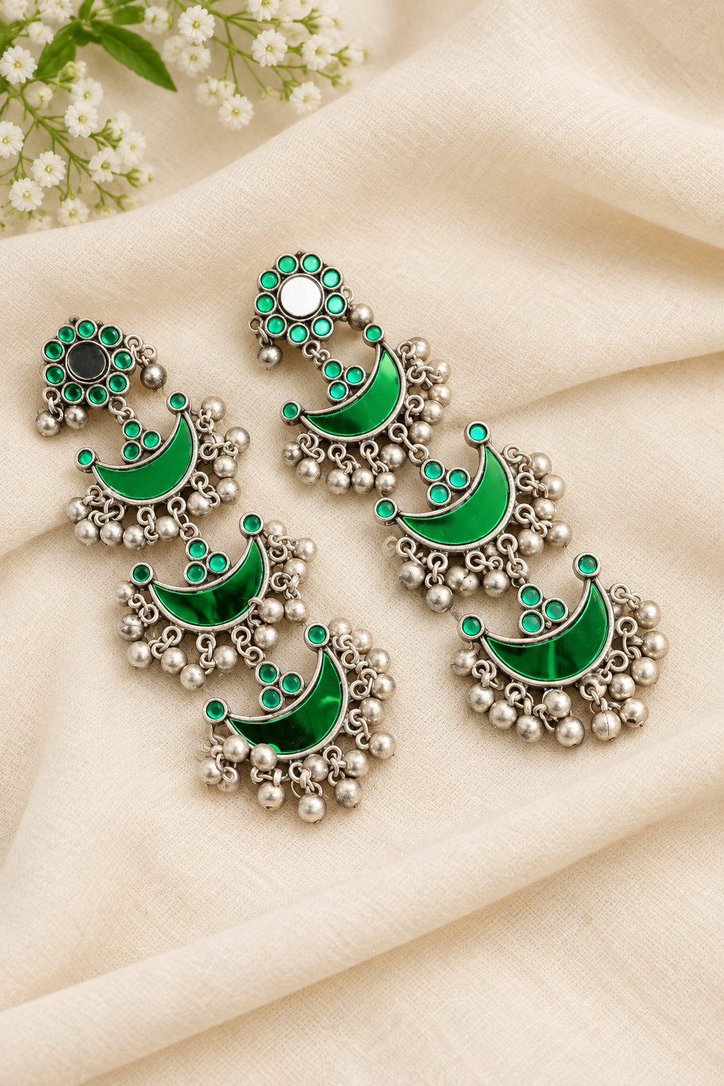 Glass Oxidised Earrings