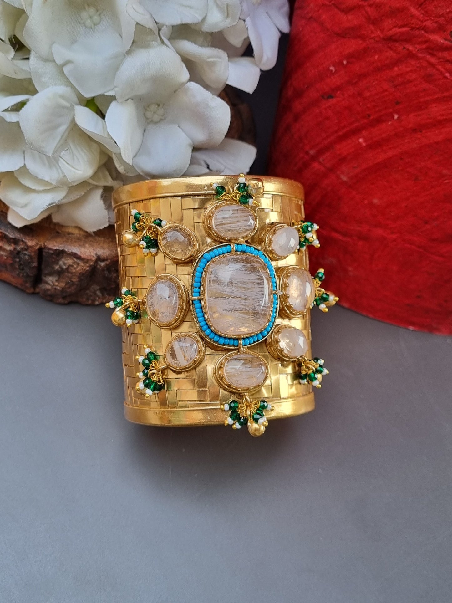 Golden Fusion Statement Brass Handcuff/Kada