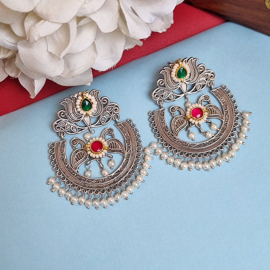 Pachi Kundan Statement Lotus Earrings