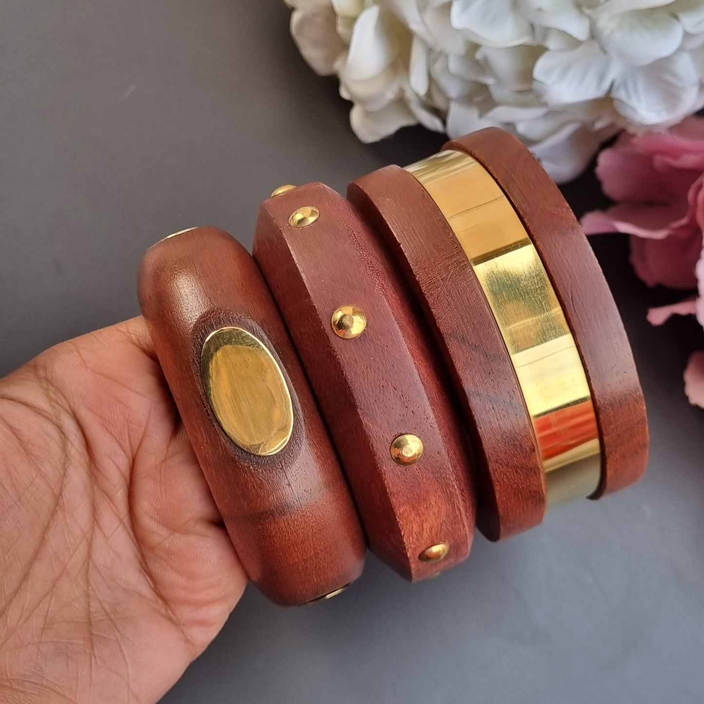 Set of 3- Wooden Bangles stack