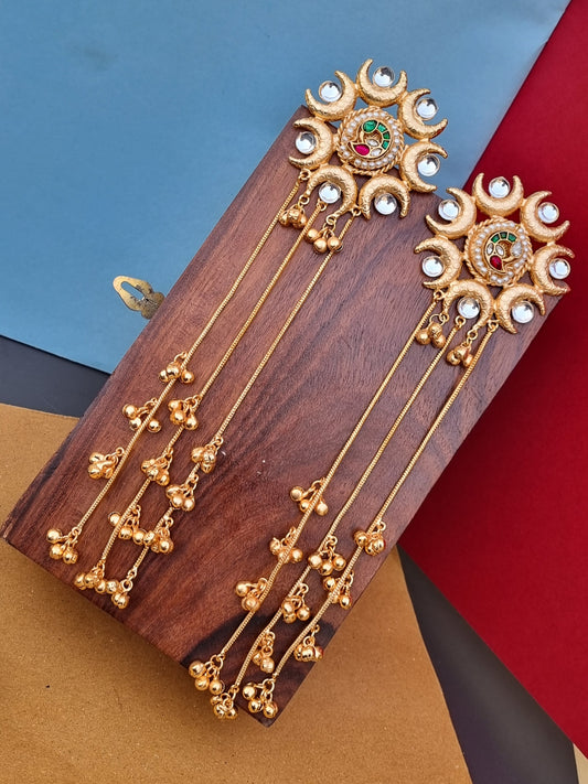 Golden Pachi Kundan Kashmiri Earrings