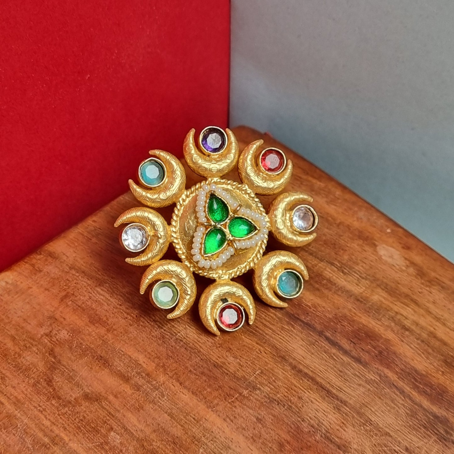 Statement multi color golden Ring