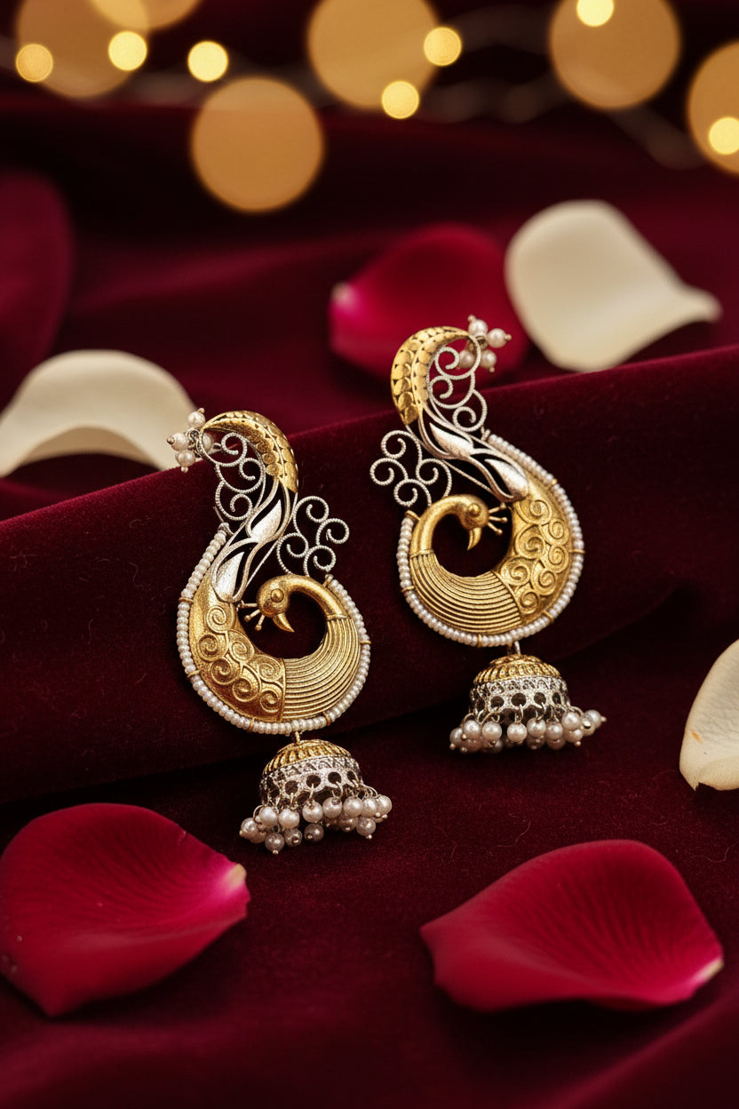 Peacock dual tone Earcuff