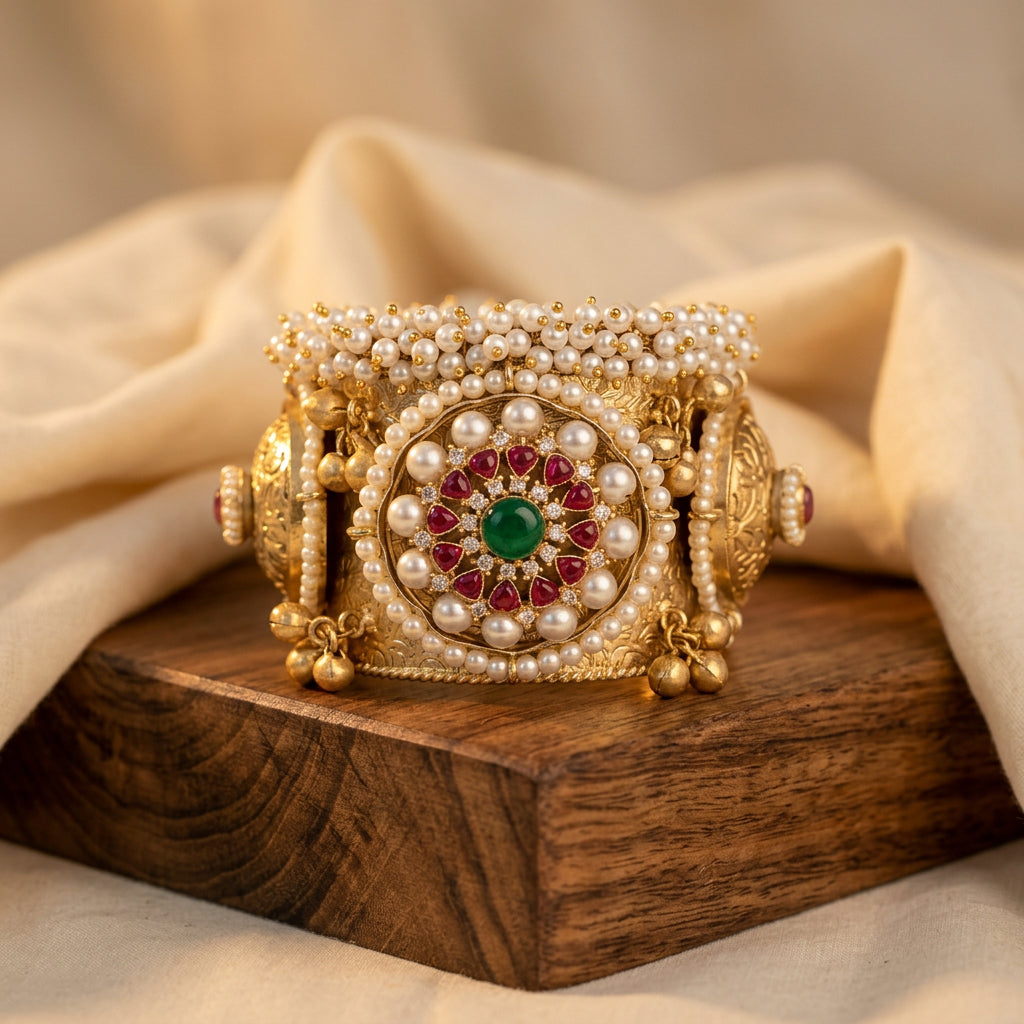 Pachi Kundan Pearl Statement Handcuff