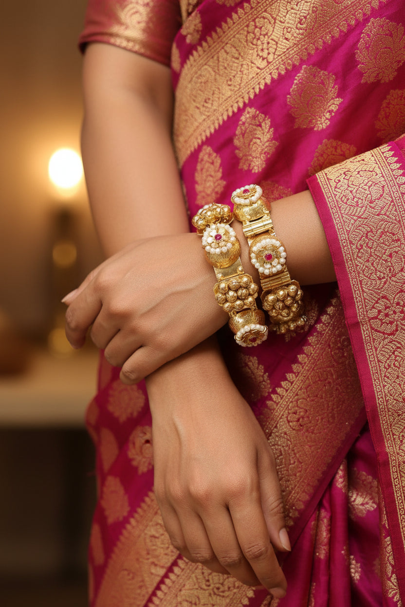 Golden Brass Kada/bangles Set