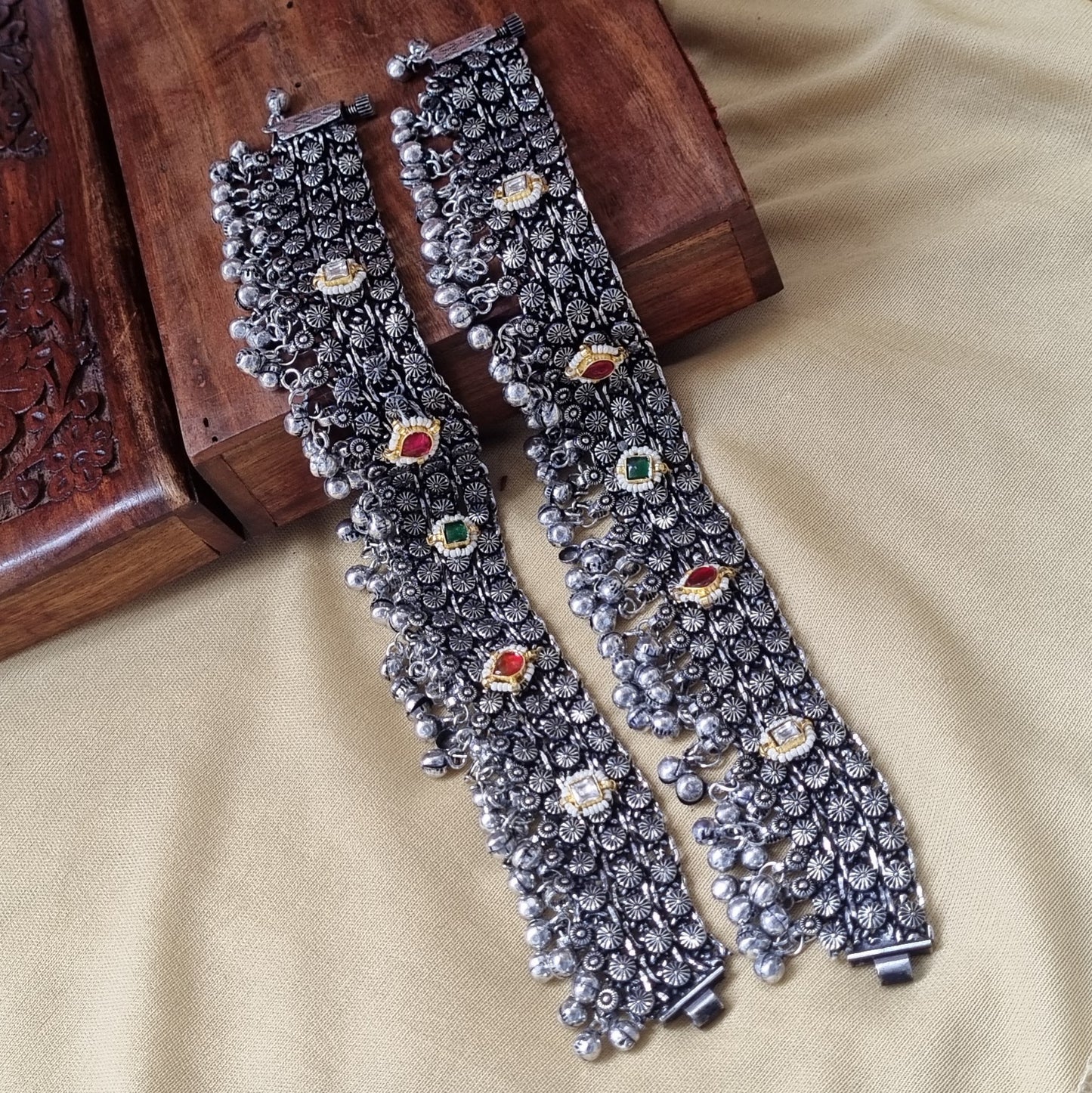 Pachi Kundan Payal/Anklets- German Silver