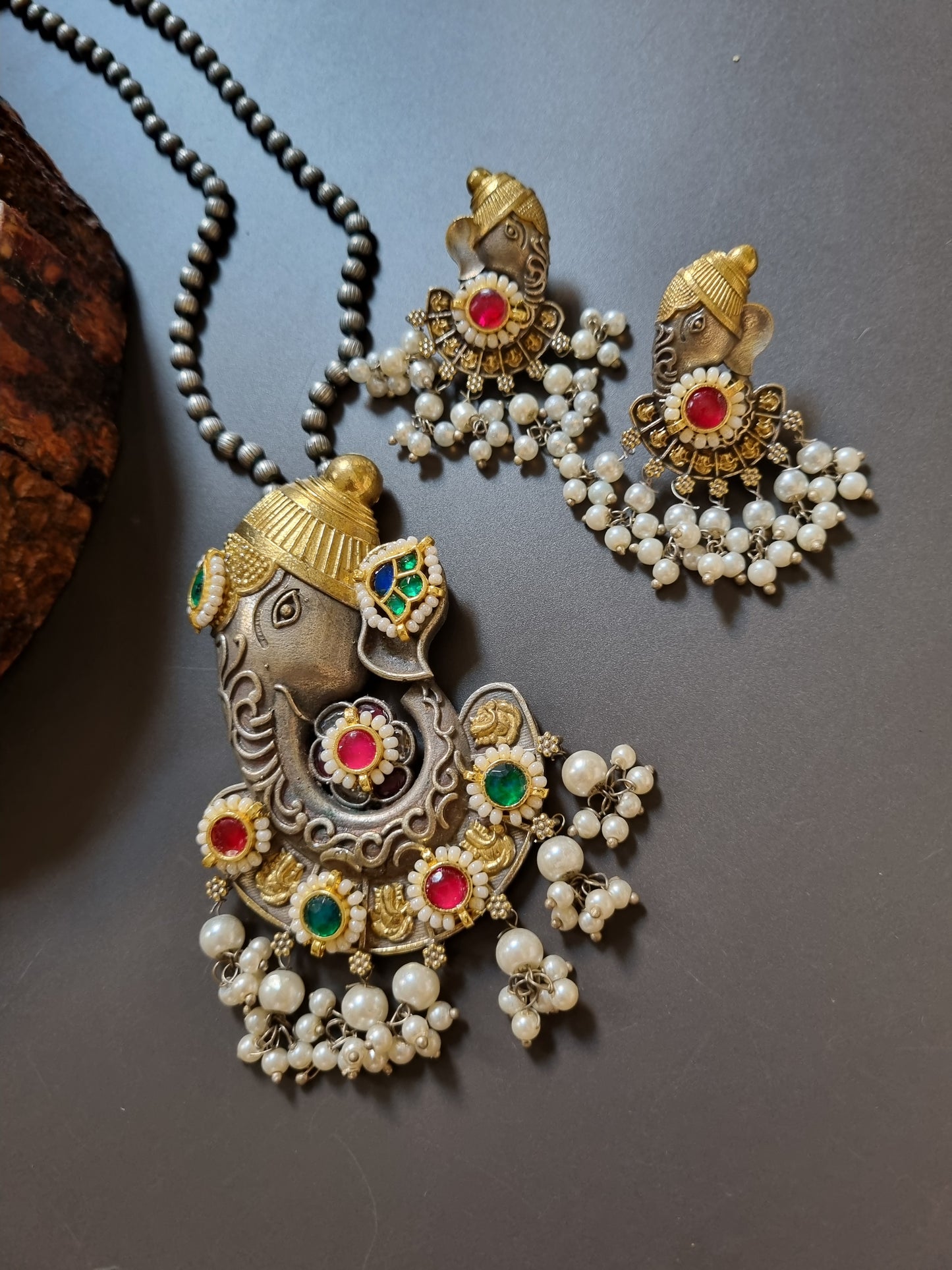 Fusion Ganesha Brass Pendant set