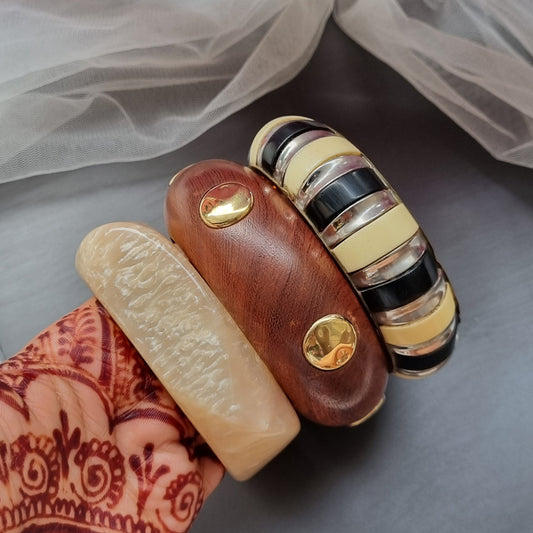 Set of 3- Wooden Bangles stack