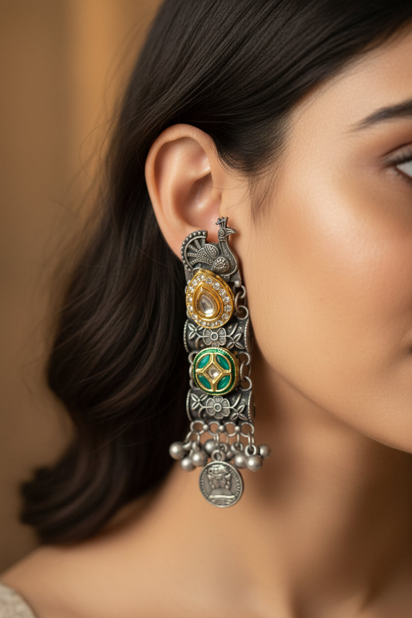 Peacock fusion earrings