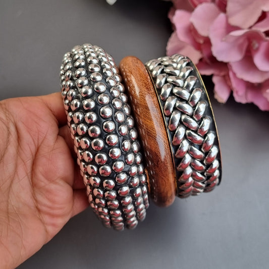 Set of 3- Wooden Bangles stack