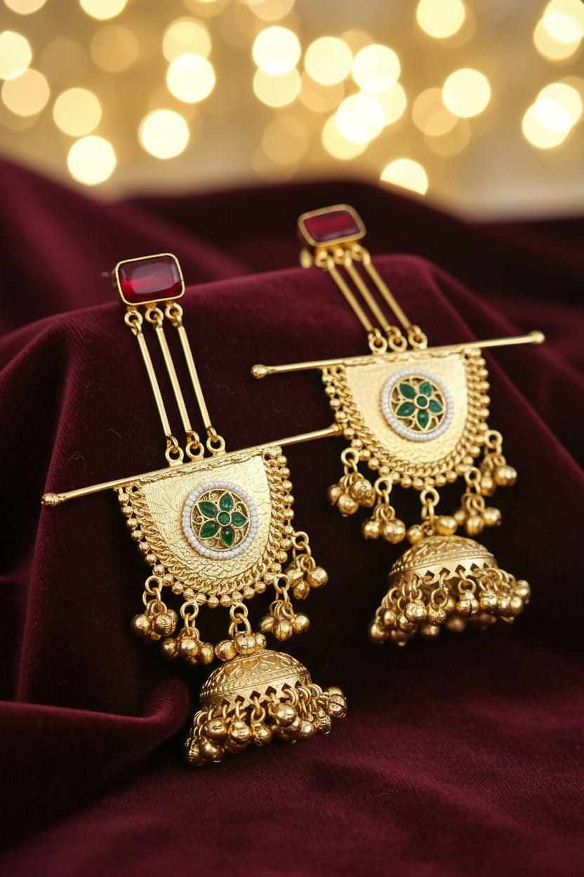 Golden Kashmiri Earrings