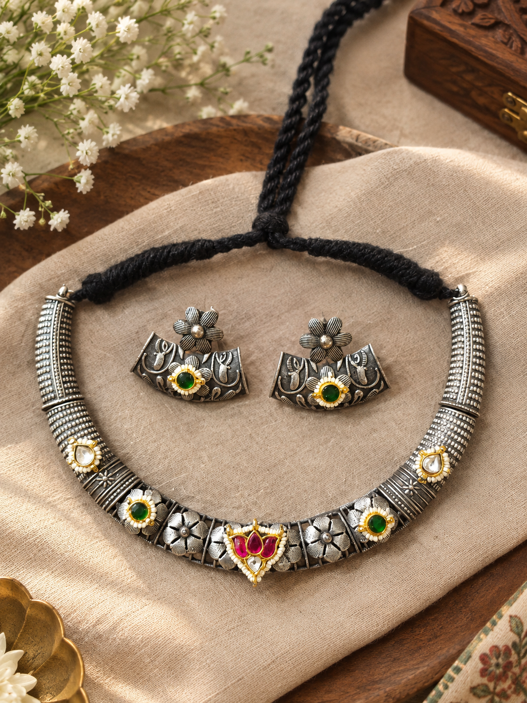 Chandani Pachi Brass Hasli Set