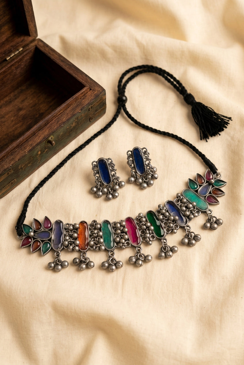 Enamel Choker- Oxidised