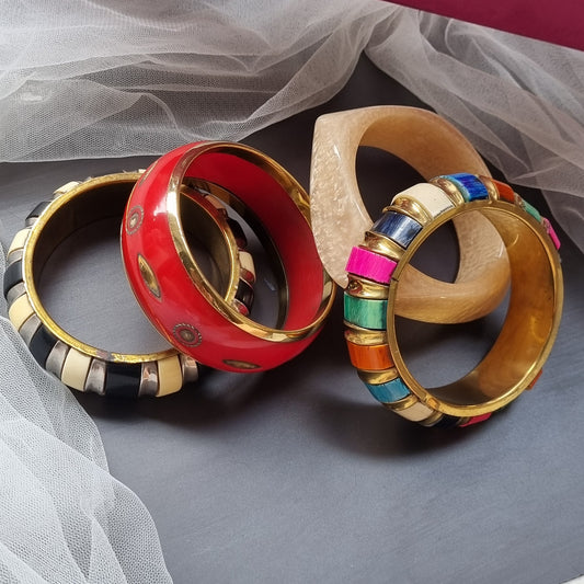 Set of 4- Wooden Bangles stack