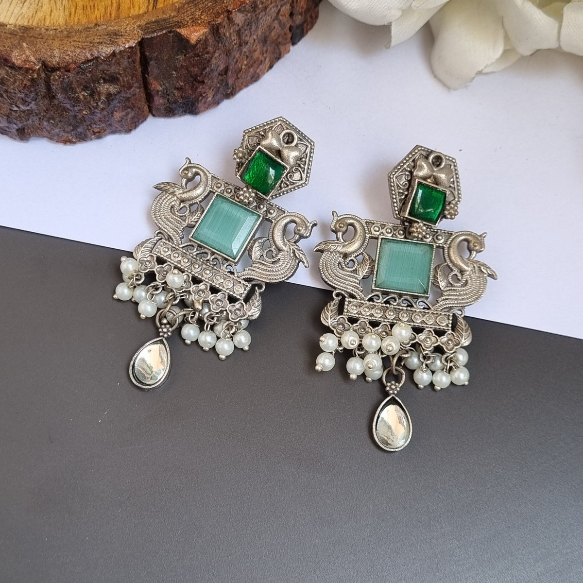 Peacock Brass Earrings
