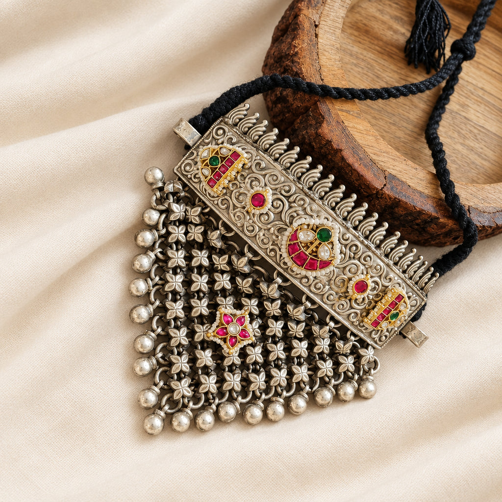 Navratri Pachi Fusion Brass Hasli Choker