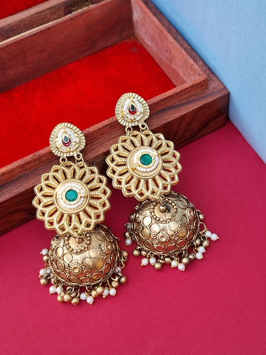 Golden Oxidised Jhumka