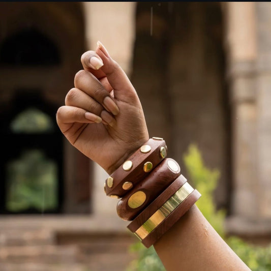 Set of 3- Wooden Bangles stack