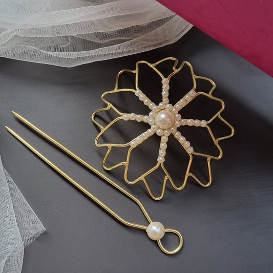 Pearl bun : Jhanvi inspired Hair Bun Cage Accessory