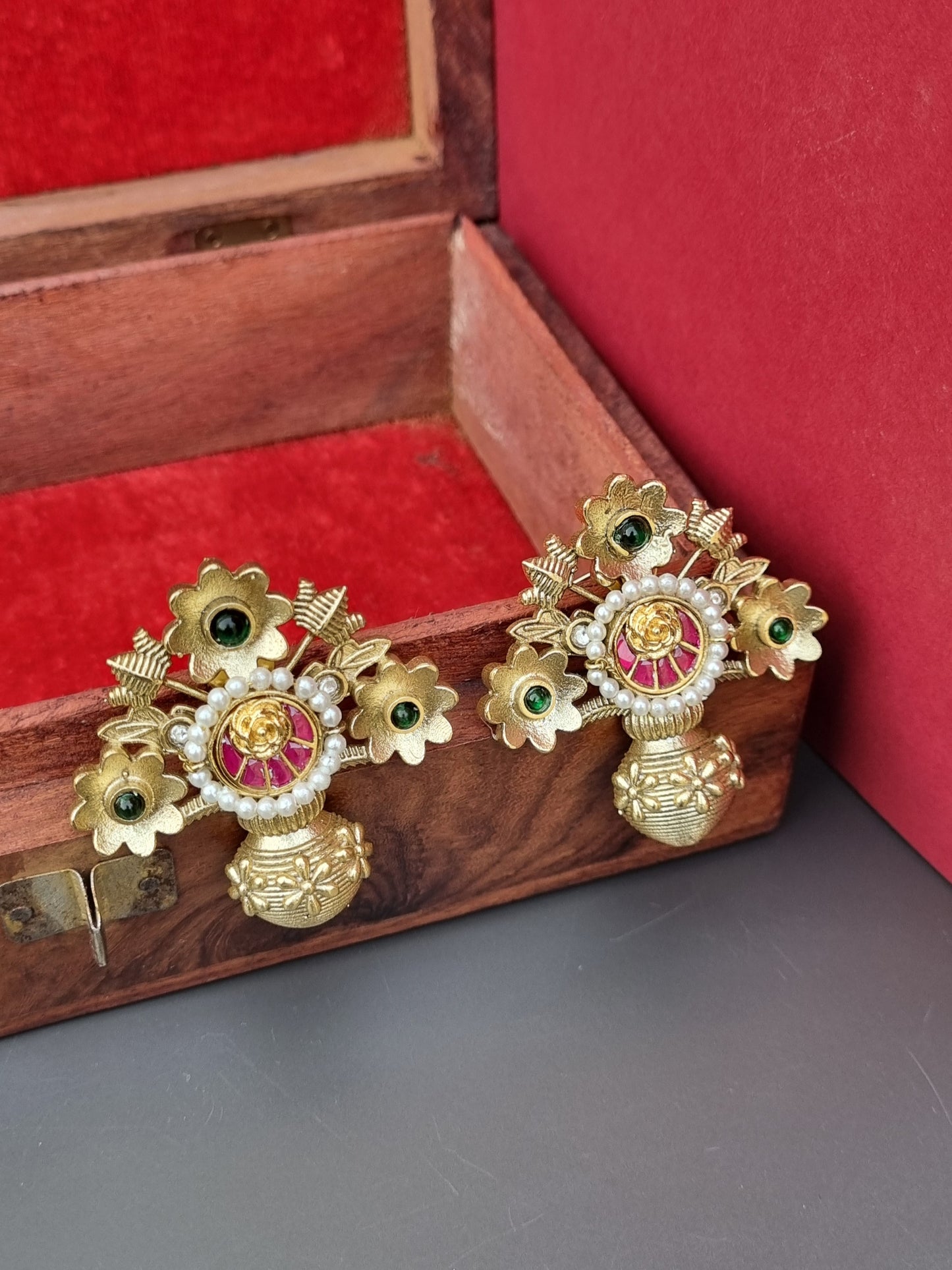 Alia Golden Pachi Statement Earrings