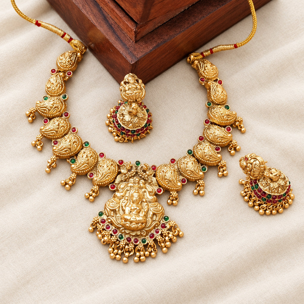 Laxmi Gold Choker Set- Temple Jewellery